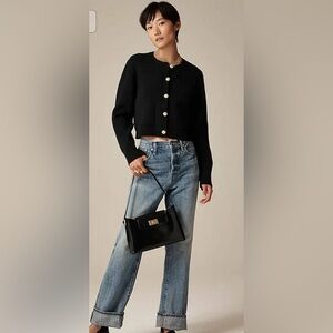 J. Crew Emilie sweater lady jacket black 100% cotton size XS